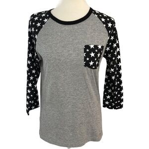 Patriotic stars three-quarter leg sleeve T-shirt